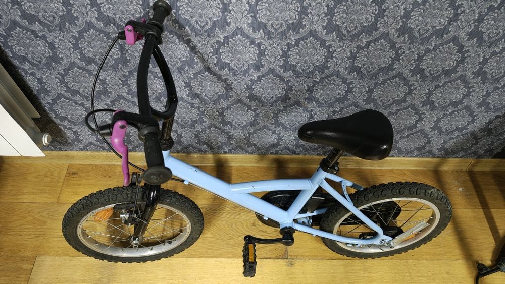 Rower dla dzieci 16" + kółka podtrzymujące  + drążek do nauki jazdy