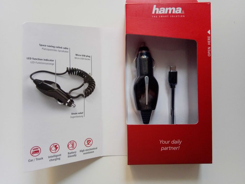 Ładowarka Hama z zapalniczki samochodowej do smartfonów mikro USB