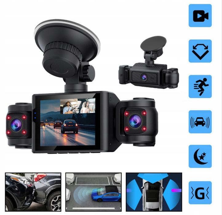Kamera samochodowa 360° 4x Full HD 1080P G-Sensor IR Noc Parkowanie PL