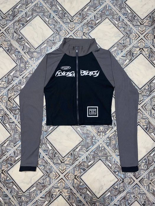 Чорна укорочена кофта y2k зіпка