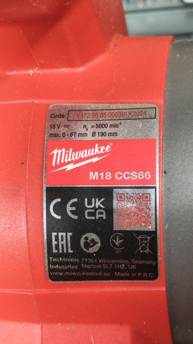 Pilarka tarczowa Milwaukee ccs66 fuel 190 mm