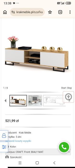 Szafka RTV 180 cm dąb Craft