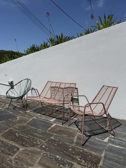 Conjunto cadeiras em corda jardim