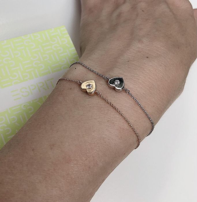 Срібний браслет Esprit, серце, позолота