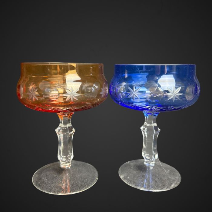 Kryształowe kolorowe kieliszki do szampana szlif B5/020808