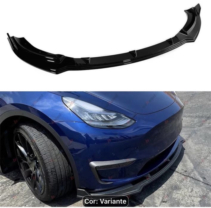Lip frontal preto brilhante para tesla Y