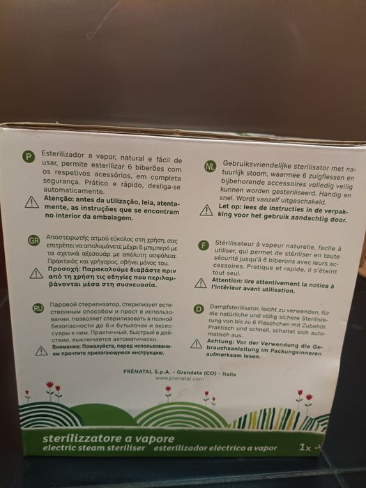 Esterilizador (bottle Sterilizer) de Biberões elétrico a Vapor, Prénatal -6 Biberões, caixa original