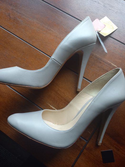 ZARA Woman r. 40 czółenka szare skórą naturalna hiszpanskie