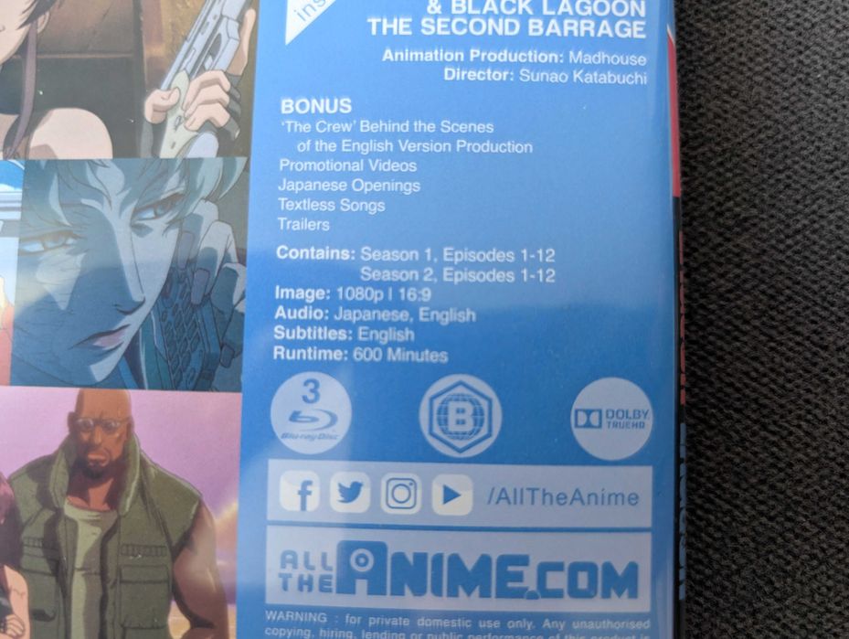 Black Lagoon kompletna kolekcja Anime Blu-Ray