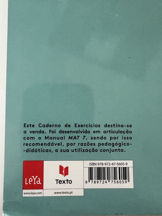 Caderno de atividades matemática “MAT7”