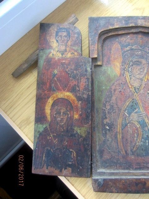 Ико́на-триптих ‘‘Матерь божья’’ Греция 28 x 36 cm 18 век