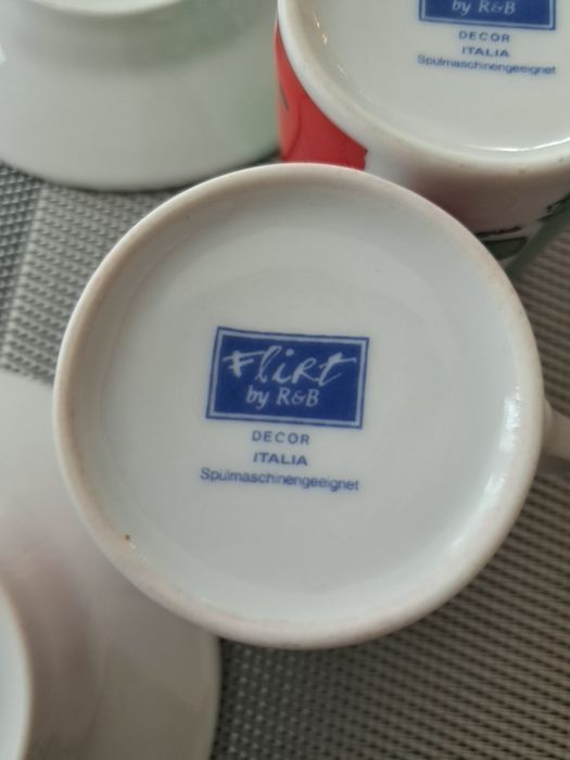 2 filiżanki ze spodkami do espresso z motywem włoskim  Flirt by R&B