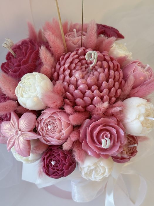 Букет із свічок ручної роботи | Подарунок на 8 березня | Соєві свічки