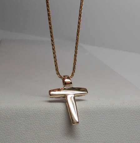 Naszyjnik krzyżyk z diamentami + łańcuszek 47-50 cm. Krzyż 0,46 ct.