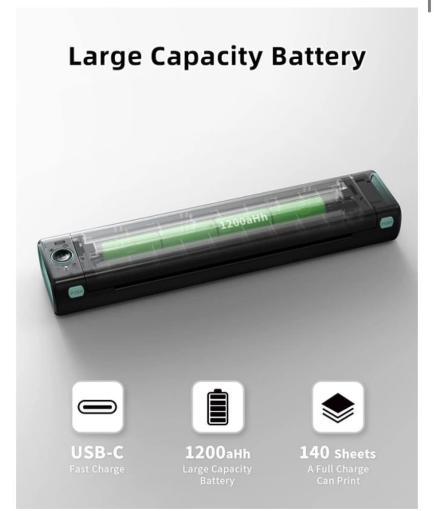 ТЕРМОПРИНТЕР А4 Phomemo M08F, Bluetooth/1200mAh,для тату та документів ...