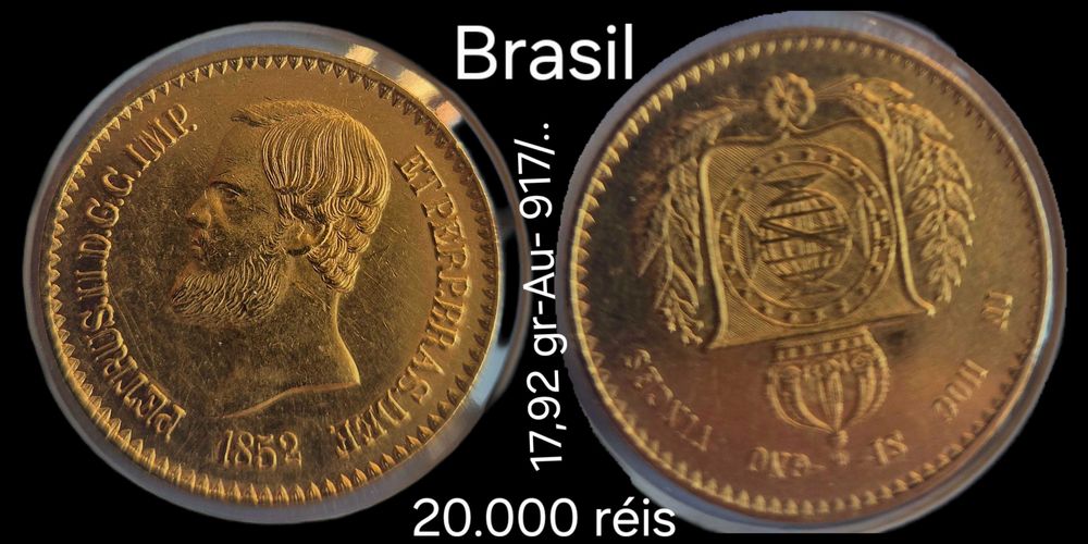 Moeda ouro Brasil 20.000 réis