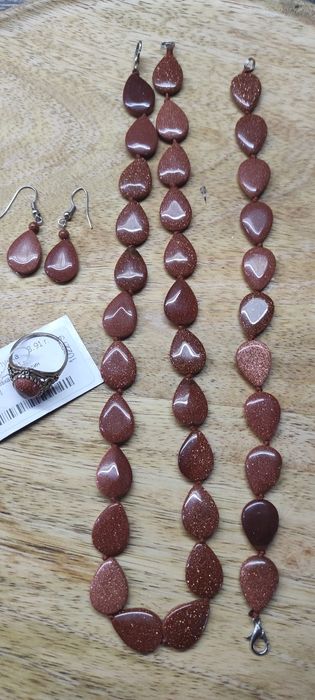 Набір прикрас авантюрин ( золотий пісок)