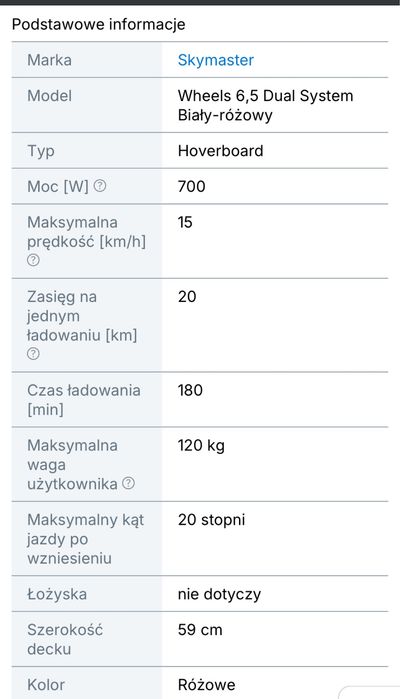Skymaster Wheels 6.5 Dual BIało-Różowy