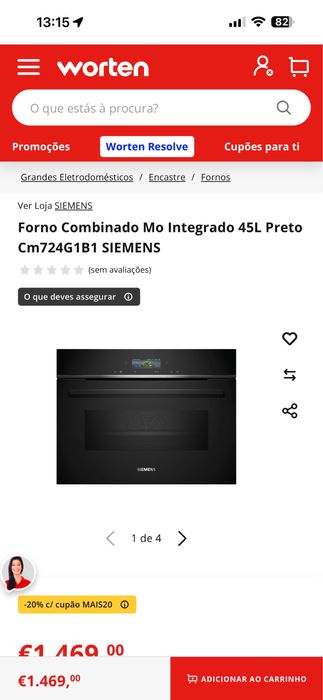 Forno e  Microondas. Siemens  Cm724G1B1 45L Preto ( NOVO)
