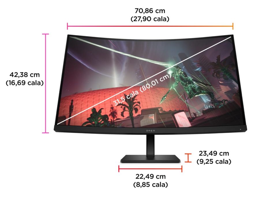 HP Omen 32C – 31,5″ Curved QHD, 165 Hz, FreeSync, świetny do gier