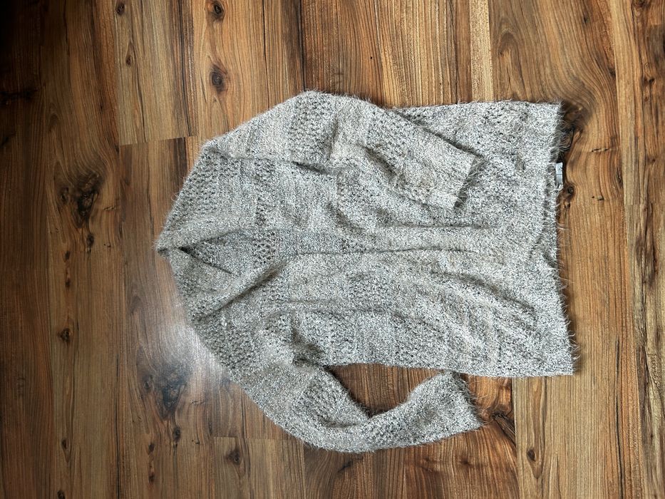 Kardigan  alpaka sweter oversize beżowy melanż  damski