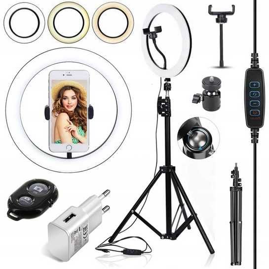 Lampa pierścieniowa RING LED 120W 30cm PILOT + Statyw 220cm
