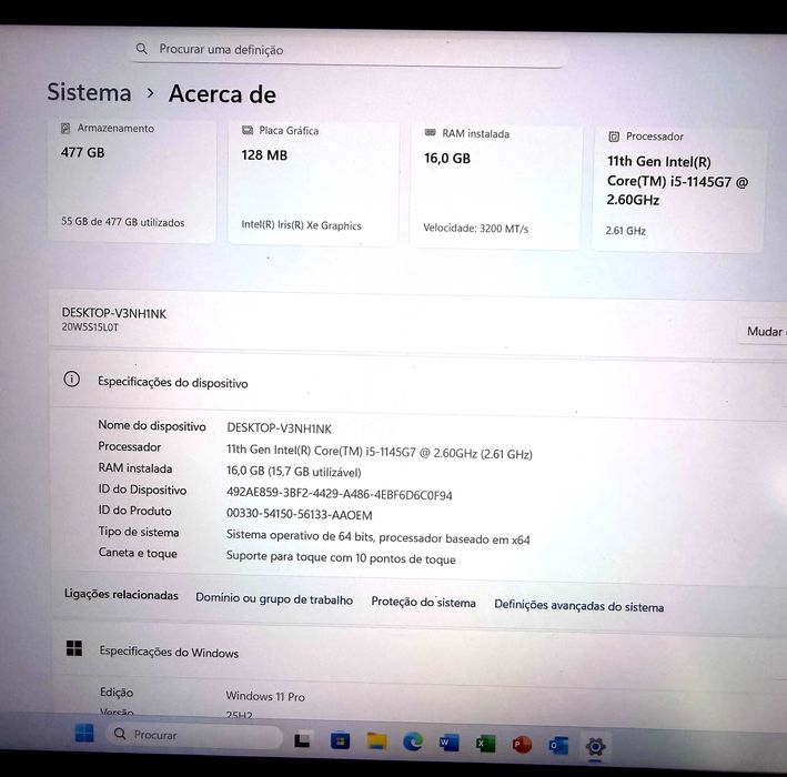 Lenovo ThinkPad T15 Gen2|15.6"FullHD-Tactil|i5-1145G7|16G Ram|Ssd 512G
