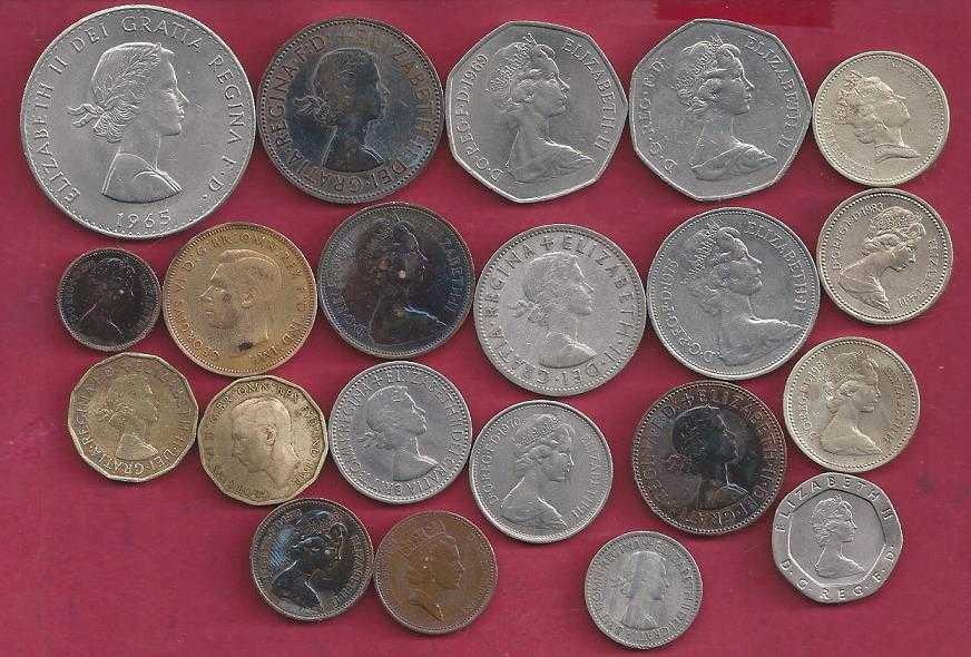 INGLATERRA   LOTE  DE  21  MOEDAS