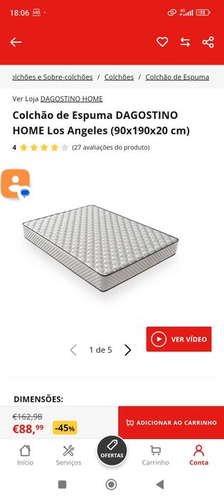 Colchão de espuma 90x190