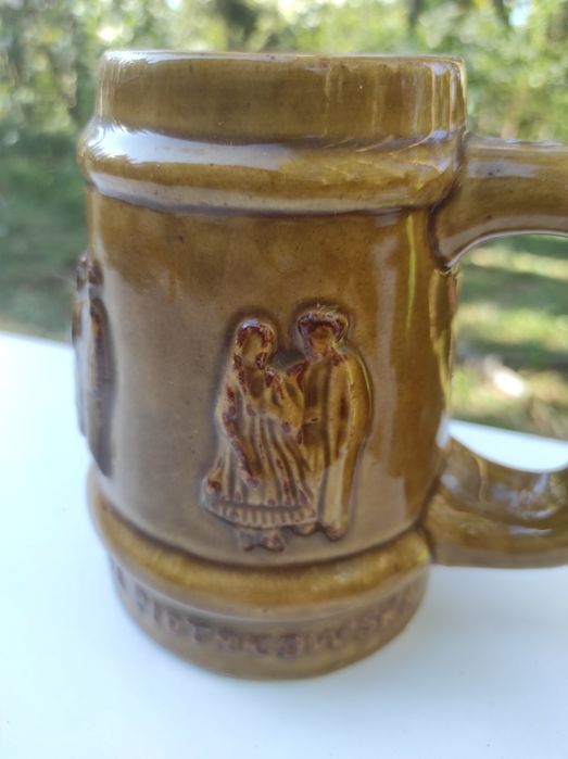 Kufel ceramiczny pamiątki z Ziemi Piotrkowskiej PRL