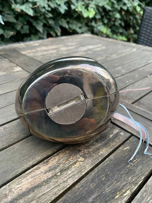 metalowa skarbonka kaczka, platerowana, Vintage