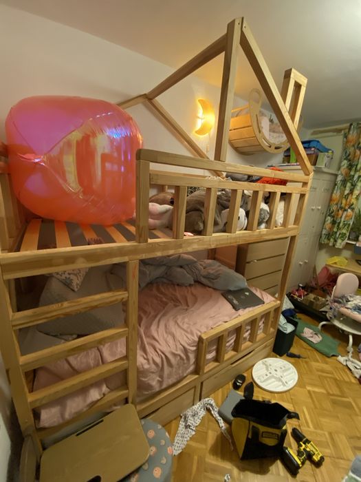 Łóżko piętrowe dziecięce drewniane 180x90