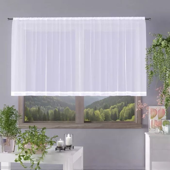 Firanka woal gotowa z gipiurą Floriana 290x120 cm biała