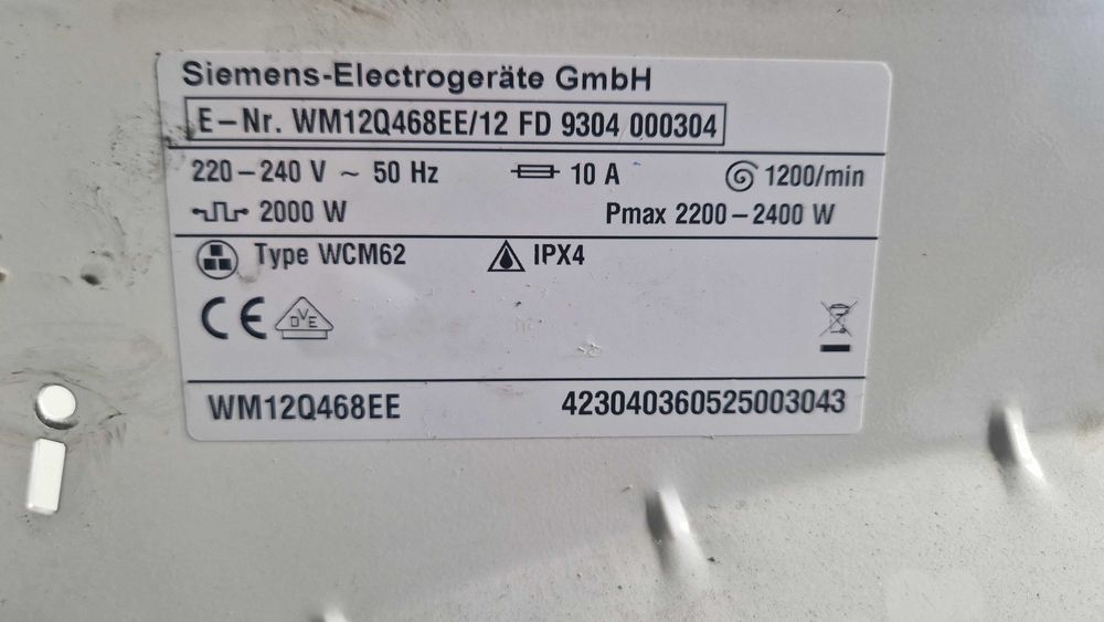 Peças máquina de lavar roupa Siemens