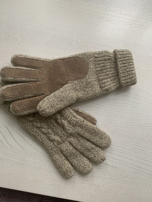 Рукавиці жіночі, шкіряні вставки