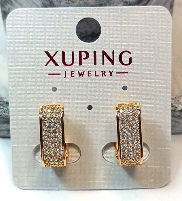 Сережки Xuping медичне золото, 18 мм на 8 мм