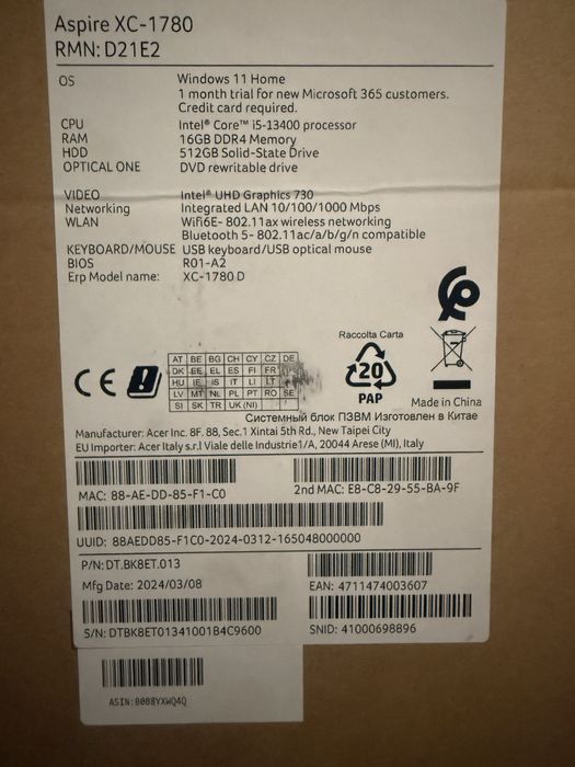 Acer Aspire XC-1780
