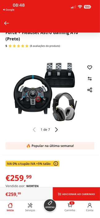 Bundle LOGITECH Volante G29 Driving Force + Headset Astro Gaming A10 (Preto)