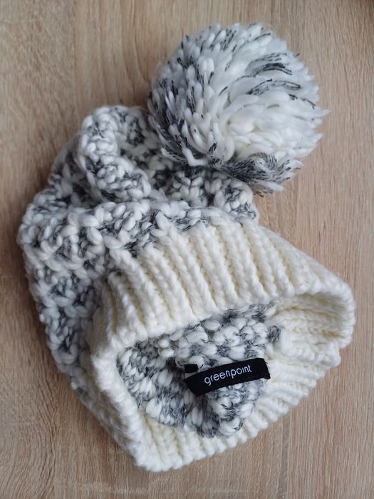 Komplet czapka z pomponem i szal gruby splot Greenpoint