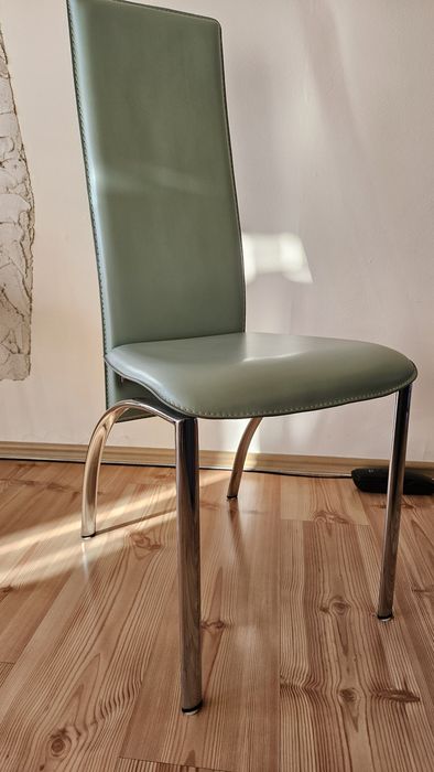 Krzesła stołowe komplet 4 szt niklowane i tapicerowane