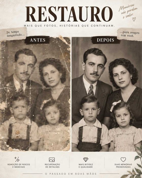 Restauro + colorização de fotos antigas