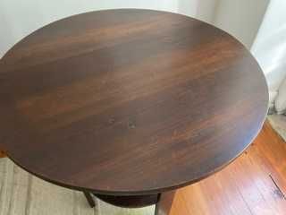 Mesa de madeira redonda antiga. 4 pés , de apoio - Diam 74 cm
