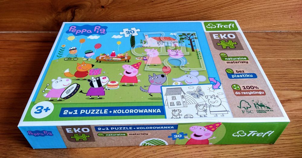 Trefl Świnka Peppa 2w1 Puzzle + kolorowanka EKO - NOWA