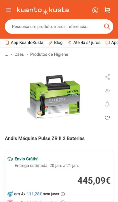 Máquina de tosquiar - Andis Pulse ZR II 2 baterias