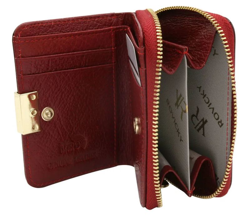 portfel skóra naturalna czerwony damski