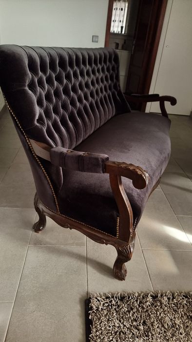 Sofás capitone preto veludo