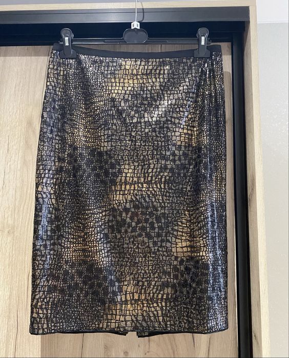 Спідниця міді Next з пайетками, принт рептилія, розмір M