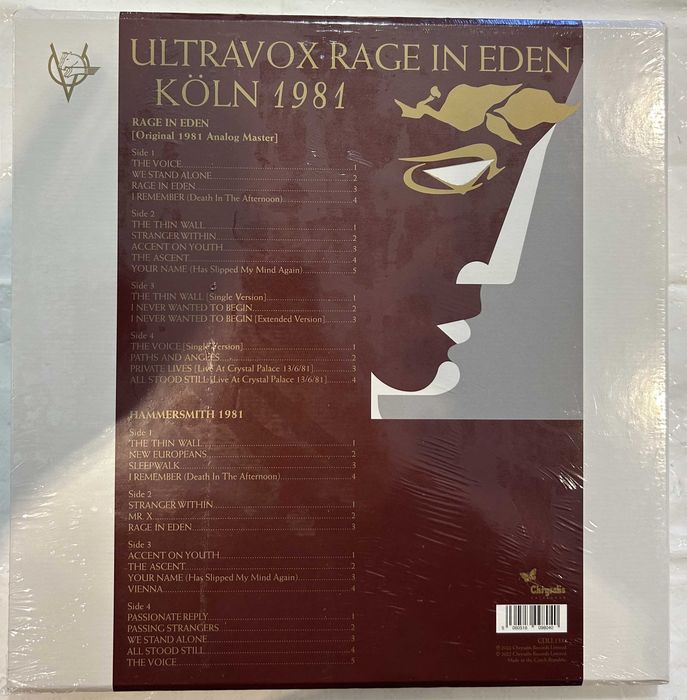 Ultravox Rage In Eden Winyl 4LP Limited 180gr Clear nowa w folii Box