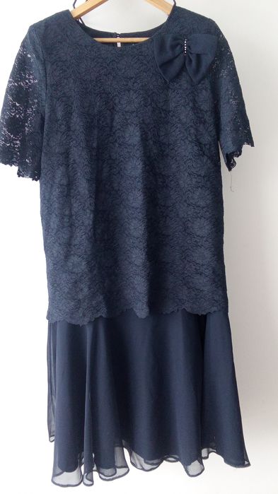 Granatowa elegancka retro sukienka 42