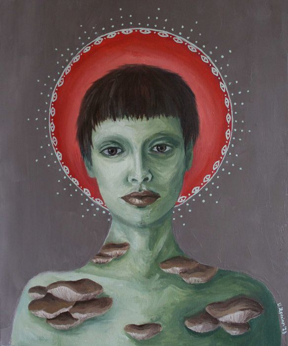 Obraz portret olej na płótnie grzyby 60x50